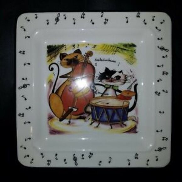 Musical Cat Cheese Plate ITALY - Picture 1 of 2